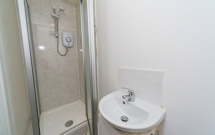 Modern residential building with playground and slide